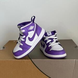 Nike Air Jordan 1 Mid ‘Purple Venom’ Toddler Sneakers - SZ 5 C